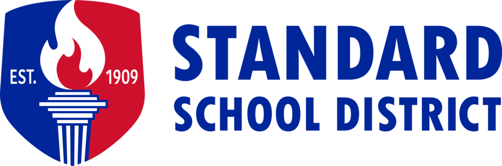 Red, white, and blue Standard School District Logo
