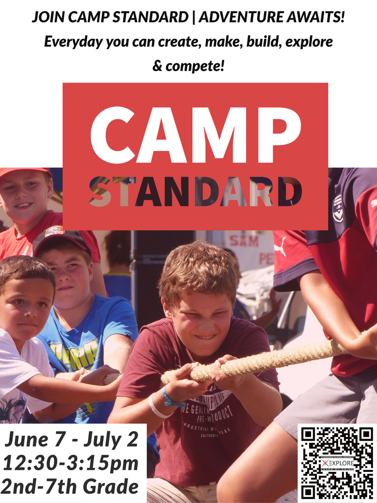 Camp Standard Flyer with children playing tug of war