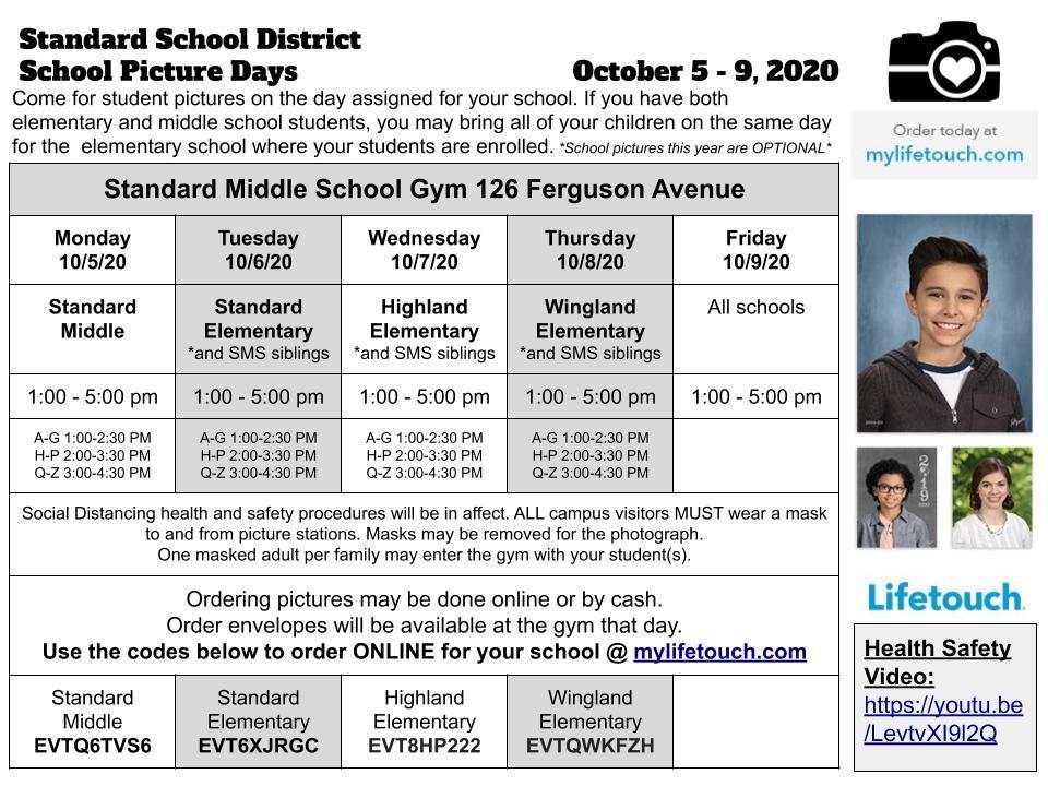 School Photo Schedule 2020